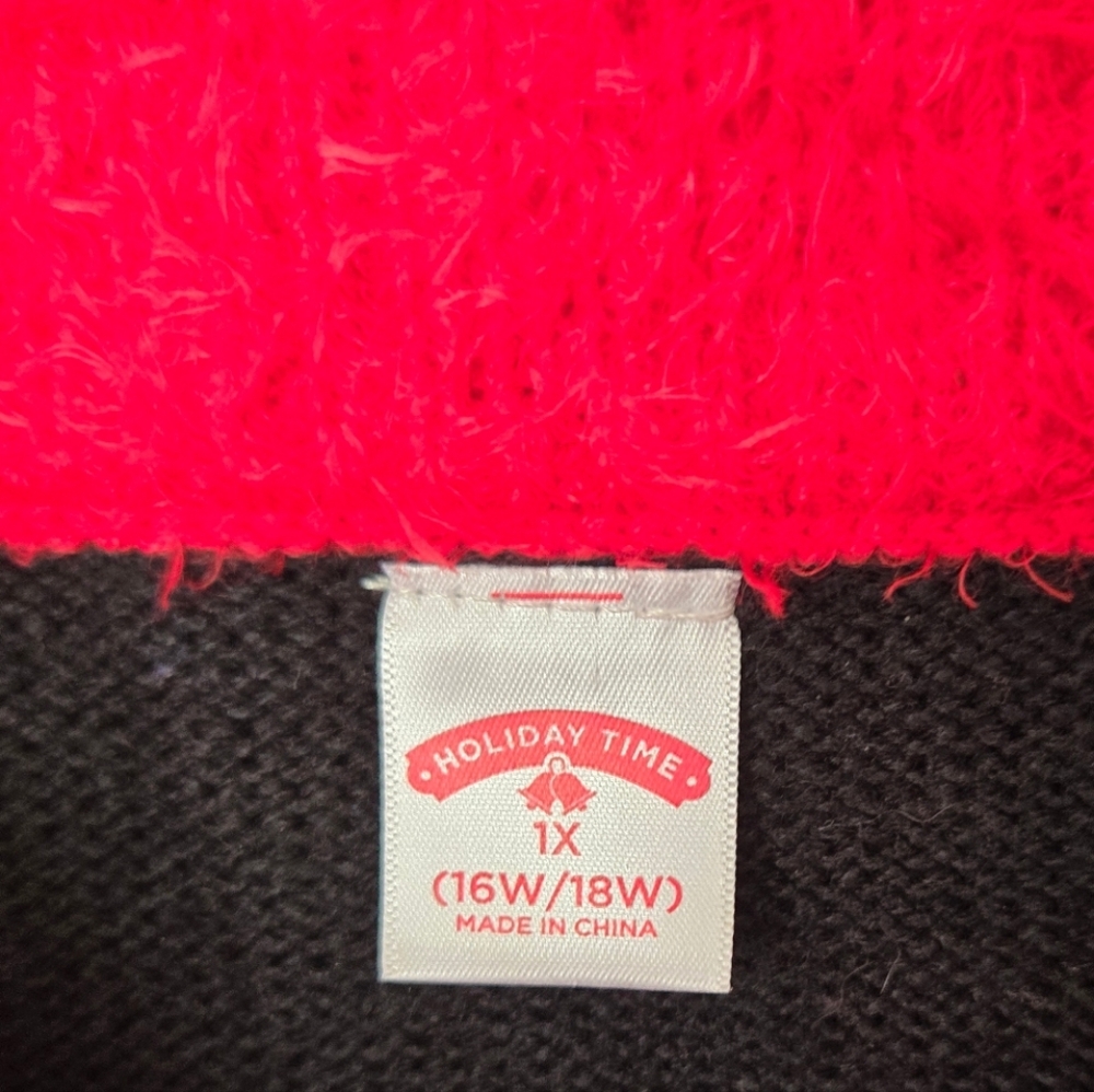 Holiday Time Black and Red Llama Sweater Size 1X 16/18 - Picture 3 of 5